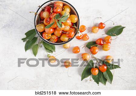 Cherries on white wooden table View Large Photo Image Stock Photo - Cherries on white wooden table. Fotosearch