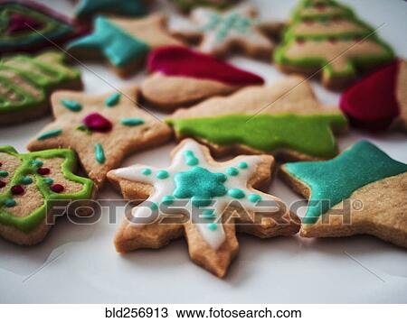 Stock Image - Close up of Christmas cookies. Fotosearch