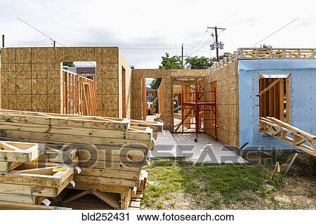 Stock Image - Construction site of house. Fotosearch