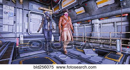 Cowboy and woman wearing masks on spaceship View Large Photo Image Stock Photography - Cowboy and woman wearing masks on spaceship. Fotosearch