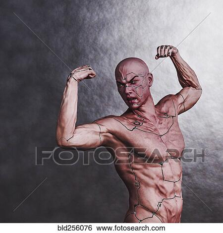 Cyborg man flexing muscles View Large Photo Image Stock Photograph - Cyborg man flexing muscles. Fotosearch