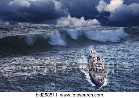 Enormous waves behind freighter View Large Photo Image Stock Image - Enormous waves behind freighter. Fotosearch