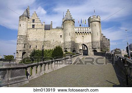 Entrance to ornate castle with turrets View Large Photo Image Stock Photo - Entrance to ornate castle with turrets. Fotosearch