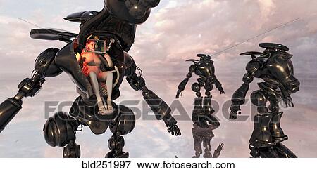 Femme Conduite Dans Futuriste Robot Banque De Photo Bld Fotosearch