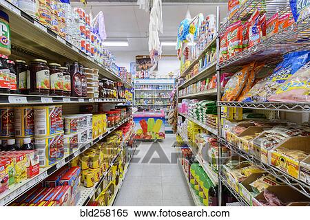 Stock Photography - Food on shelves of grocery store. Fotosearch