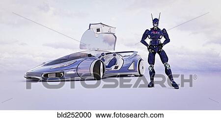 Futuristic robot officer and police car View Large Photo Image Stock Image - Futuristic robot officer and police car. Fotosearch