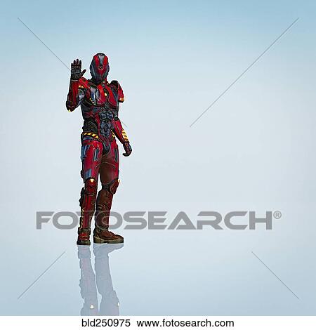 Stock Photography - Futuristic robot posing and waving. Fotosearch