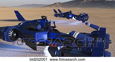 Futuristic vehicles flying in desert View Large Photo Image Stock Image - Futuristic vehicles flying in desert. Fotosearch
