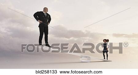 Girl on seesaw lifting businessman View Large Photo Image Stock Image - Girl on seesaw lifting businessman. Fotosearch