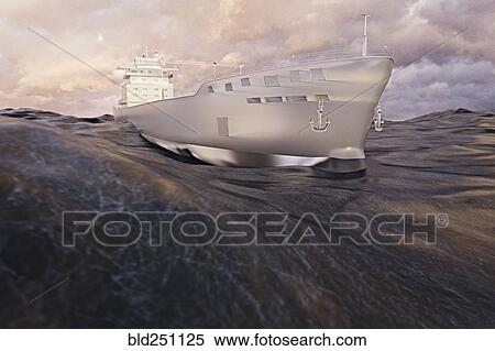 Glass cargo ship on ocean waves View Large Photo Image Stock Photography - Glass cargo ship on ocean waves. Fotosearch