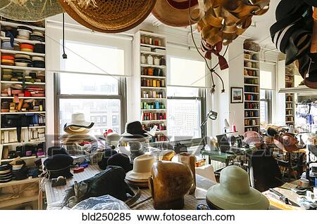Stock Photography - Hats in retail store. Fotosearch