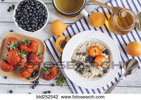 Healthy breakfast on table View Large Photo Image Stock Image - Healthy breakfast on table. Fotosearch