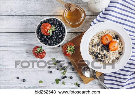 Healthy breakfast on table View Large Photo Image Stock Image - Healthy breakfast on table. Fotosearch