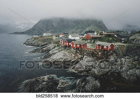 Stock Photo - Houses on rocky waterfront. Fotosearch