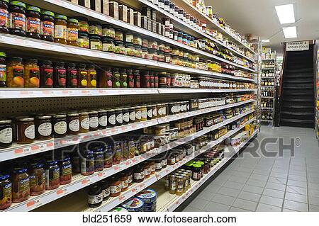 jars of food in supermarket aisle View Large Photo Image Stock Photo - jars of food in supermarket aisle. Fotosearch