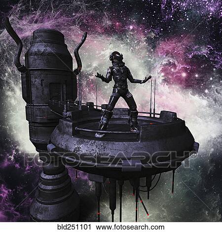 Stock Image - Man gesturing frustration in outer space. Fotosearch