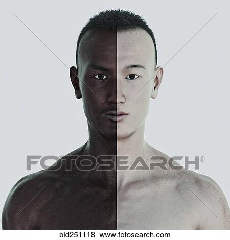 Stock Photo - Man with different skin colors. Fotosearch