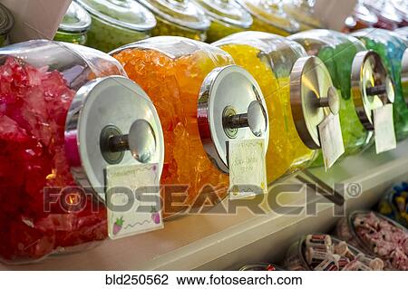 Multicolor candy in jars View Large Photo Image Stock Image - Multicolor candy in jars. Fotosearch