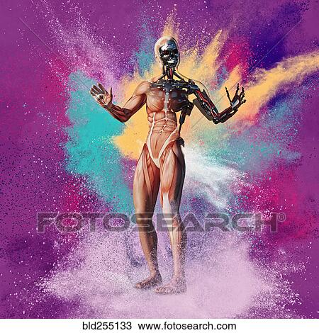 Muscles of cyborg over metal skeleton View Large Photo Image Stock Image - Muscles of cyborg over metal skeleton. Fotosearch