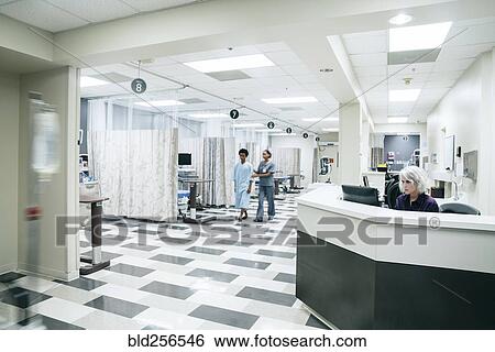 Stock Photograph - Nurses station in hospital. Fotosearch