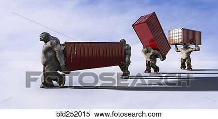 Ogres carrying shipping containers View Large Photo Image Stock Photography - Ogres carrying shipping containers. Fotosearch