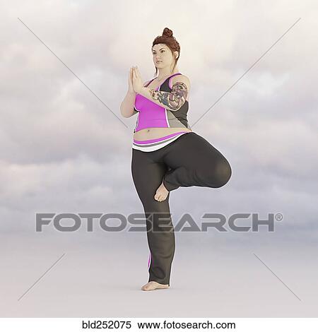 Overweight woman performing yoga in sky View Large Photo Image Stock Photography - Overweight woman performing yoga in sky. Fotosearch