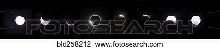Stock Image - Phases of lunar eclipse. Fotosearch