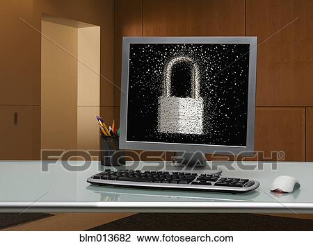 Picture of padlock on computer monitor View Large Photo Image Stock Image - Picture of padlock on computer monitor. Fotosearch