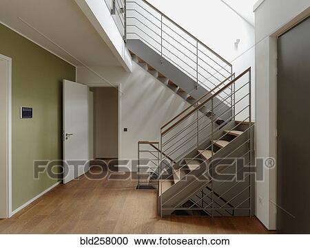 Plank floor and staircase in home View Large Photo Image Stock Image - Plank floor and staircase in home. Fotosearch