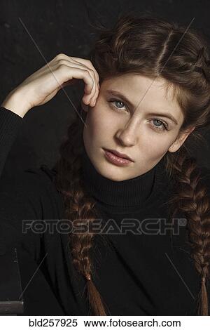 Stock Photography - Portrait of pensive Caucasian woman. Fotosearch