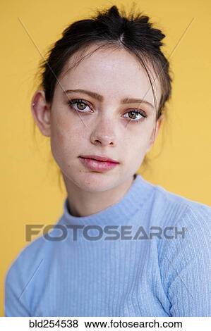 Stock Photo - Portrait of serious Caucasian woman. Fotosearch