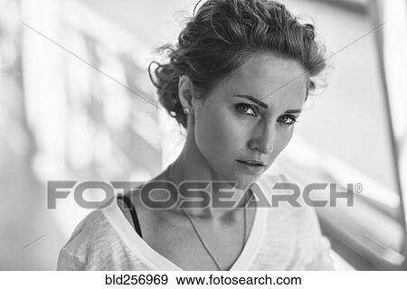 Portrait of serious Caucasian woman View Large Photo Image Stock Photo - Portrait of serious Caucasian woman. Fotosearch