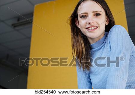 Portrait of smiling Caucasian woman View Large Photo Image Stock Image - Portrait of smiling Caucasian woman. Fotosearch