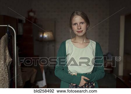 Stock Image - Portrait of smiling Caucasian woman. Fotosearch
