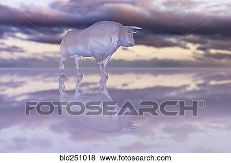Reflection of glass bull under clouds View Large Photo Image Stock Photo - Reflection of glass bull under clouds. Fotosearch