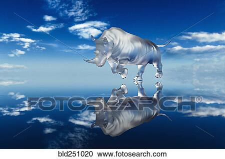 Reflection of glass rhinoceros in blue sky View Large Photo Image Stock Image - Reflection of glass rhinoceros in blue sky. Fotosearch