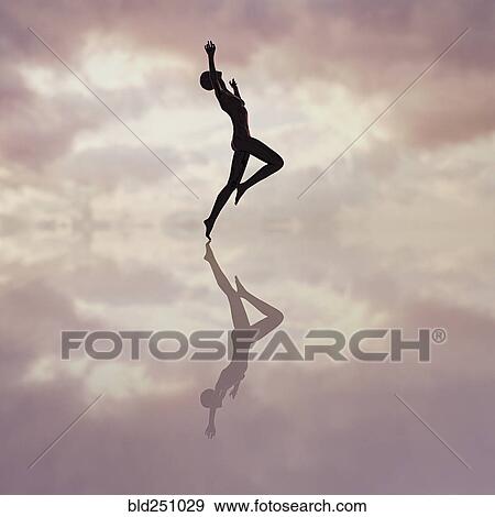 Reflection of woman dancing in cloudy sky View Large Photo Image Stock Photo - Reflection of woman dancing in cloudy sky. Fotosearch
