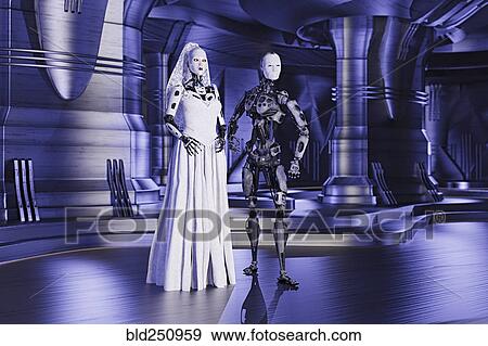 Stock Photo - Robot bride and groom in wedding. Fotosearch
