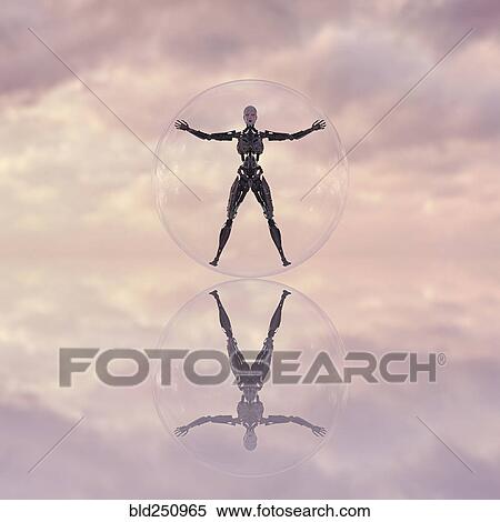 Robot in transparent glass sphere View Large Photo Image Stock Photography - Robot in transparent glass sphere. Fotosearch