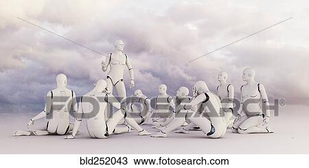 Robot man lecturing sitting robots View Large Photo Image Stock Image - Robot man lecturing sitting robots. Fotosearch
