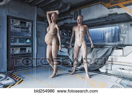 Robot man with robot expectant mother View Large Photo Image Stock Photograph - Robot man with robot expectant mother. Fotosearch