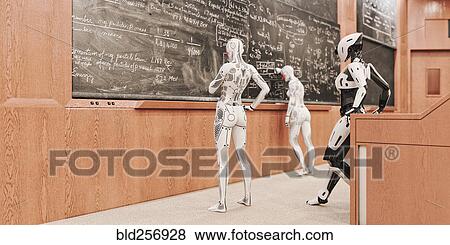 Robot women solving equations on blackboard View Large Photo Image Stock Photo - Robot women solving equations on blackboard. Fotosearch