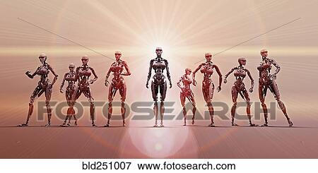 Stock Photo - Robot women wearing sunglasses. Fotosearch