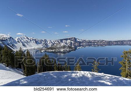 Scenic view of Crater Lake, Oregon, United States View Large Photo Image Stock Image - Scenic view of Crater Lake, Oregon, United States. Fotosearch