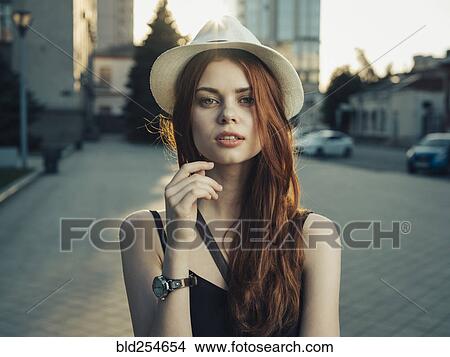 Serious Caucasian woman in city View Large Photo Image Picture - Serious Caucasian woman in city. Fotosearch
