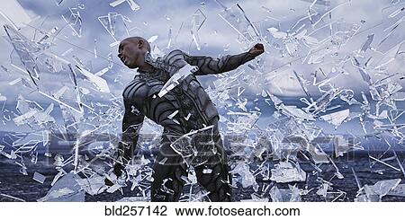 Shards of glass surrounding futuristic man View Large Photo Image Stock Image - Shards of glass surrounding futuristic man. Fotosearch