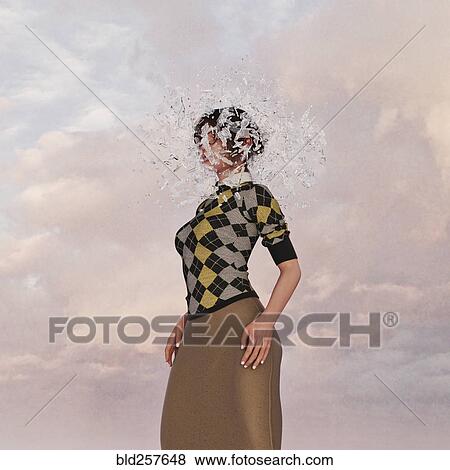 Stock Photo - Shards surrounding face of woman. Fotosearch