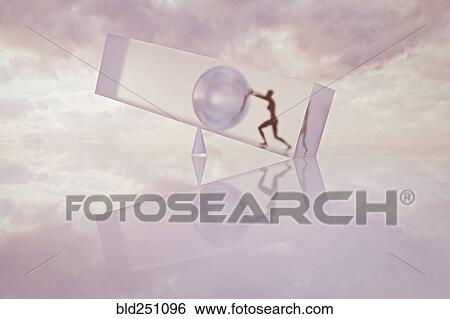 Silhouette of a woman pushing sphere on fulcrum View Large Photo Image Stock Photograph - Silhouette of a woman pushing sphere on fulcrum. Fotosearch