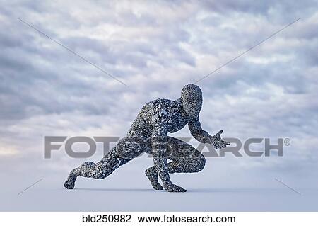 Stone man crouching under cloudy sky View Large Photo Image Stock Image - Stone man crouching under cloudy sky. Fotosearch