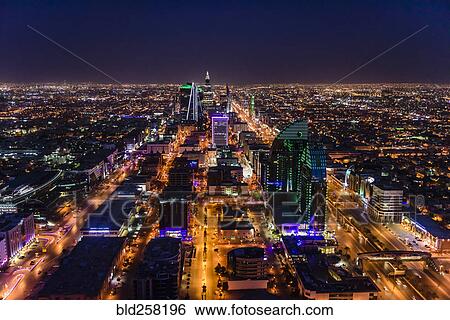 Streets in illuminated cityscape, Riyadh, Saudi Arabia View Large Photo Image Stock Photograph - Streets in illuminated cityscape, Riyadh, Saudi Arabia. Fotosearch